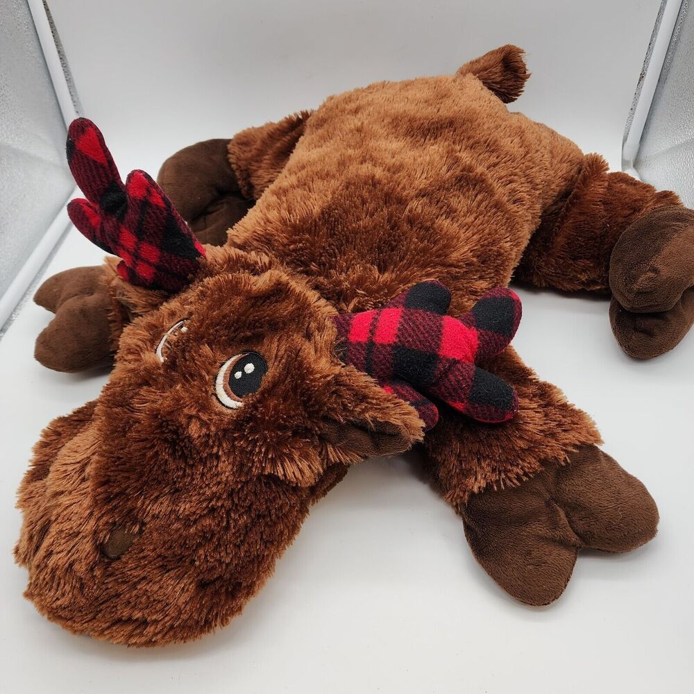 Dan Dee Brown Moose Plush 23" Plaid Antlers Floppy Sewn Eyes Lays Flat 2017